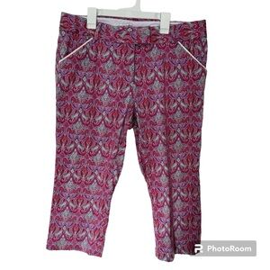 Peter Millar Women’s Capri Pants, 8, Paisley Print, Cropped, EUC, Pink, Red